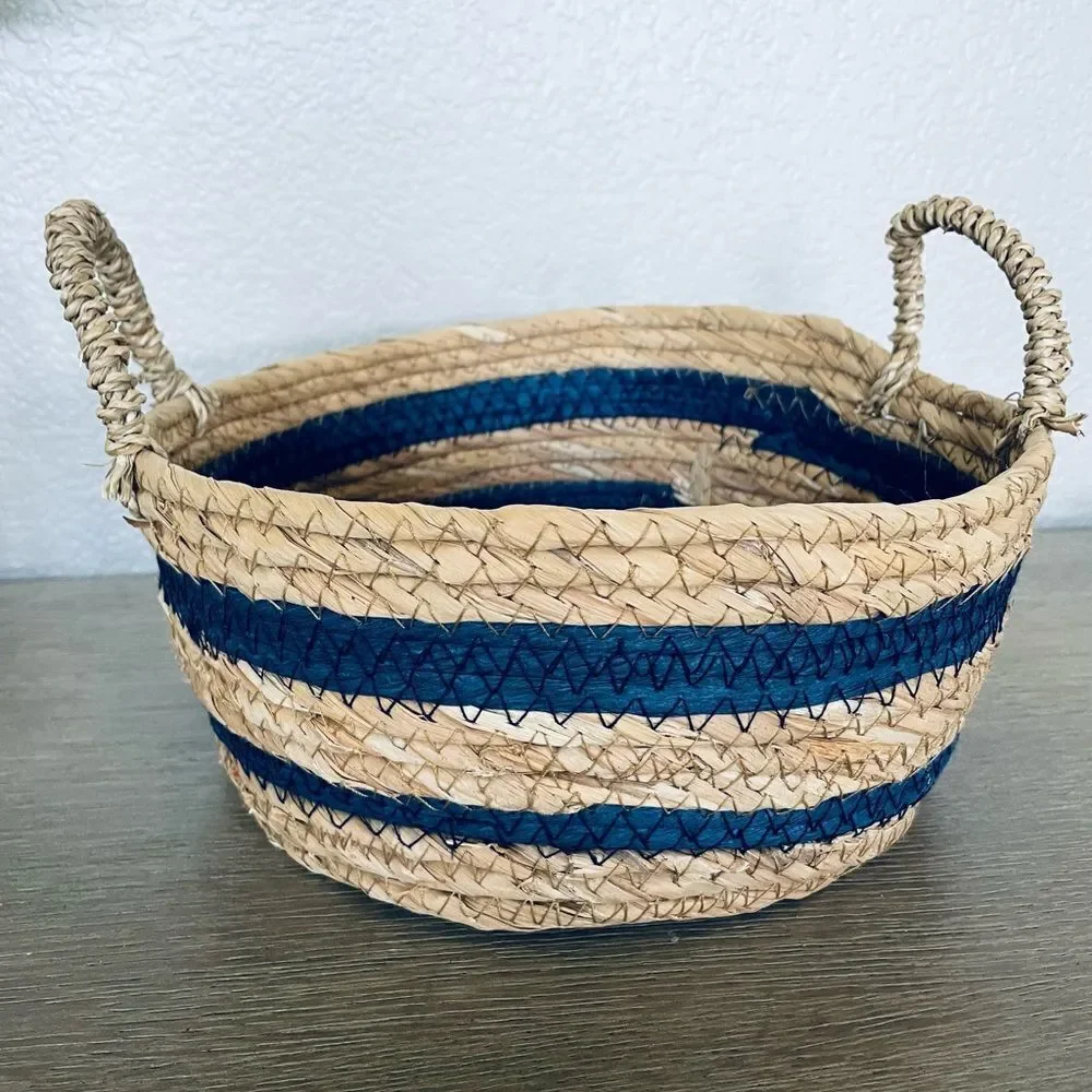 Woven Coastal Farmhouse Basket Organizer